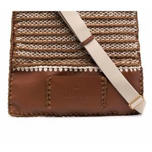 NEW VALENTINO GARAVANI men's identity woven tote bag in brown